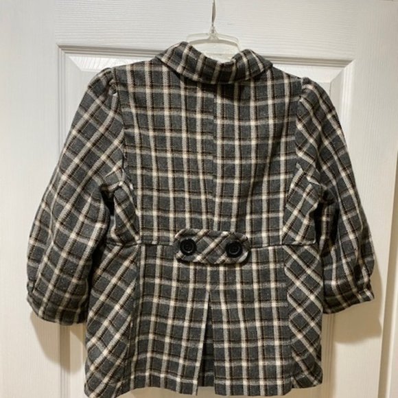 2/$15 Forever junior's fashion coat, grey windowpane, M - Picture 2 of 3